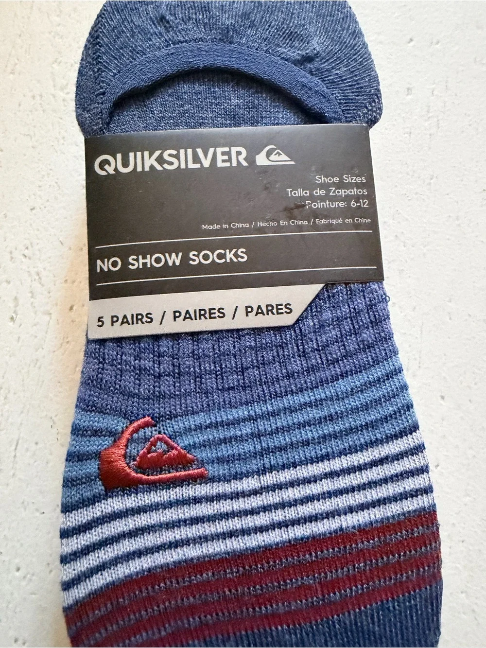 Quiksilver Men’s Size 6-12 No Show Socks. 5 Pairs. Multicolor. New with Tags.